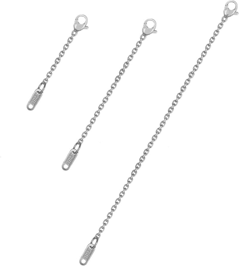 Bonison 3 Pcs Necklace Extender Set, Stainless Steel Silver Chain Extenders 2 4 6 Inch, Adjustable Necklace Bracelet Anklet Extension for Women, Jewelry Making Supplies - Image 1